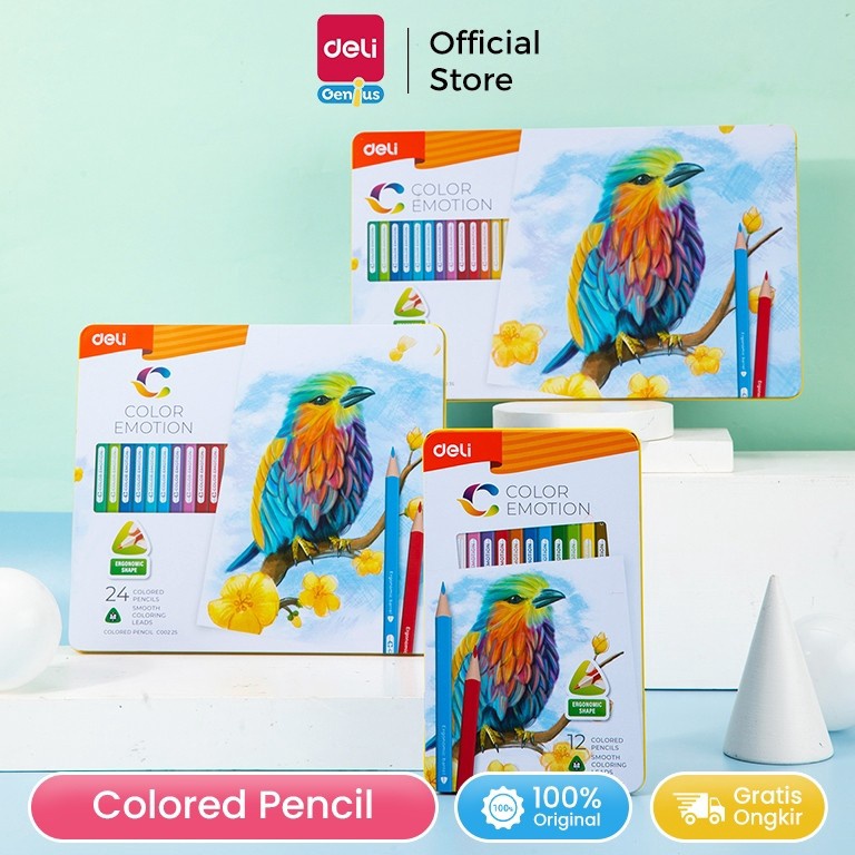 

Deli Coloring Pencil Pensil Warna 122436 Warna Triangular Metal Box Tebal dan Cerah EC2X5 d SD3