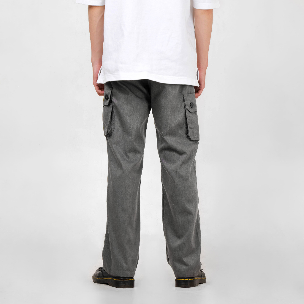 CELANA PANJANG PRIA CARGO PANTS ORIGINAL PREMIUM REGULER LOOSE FIT ABU - ABU - FLAWLESS