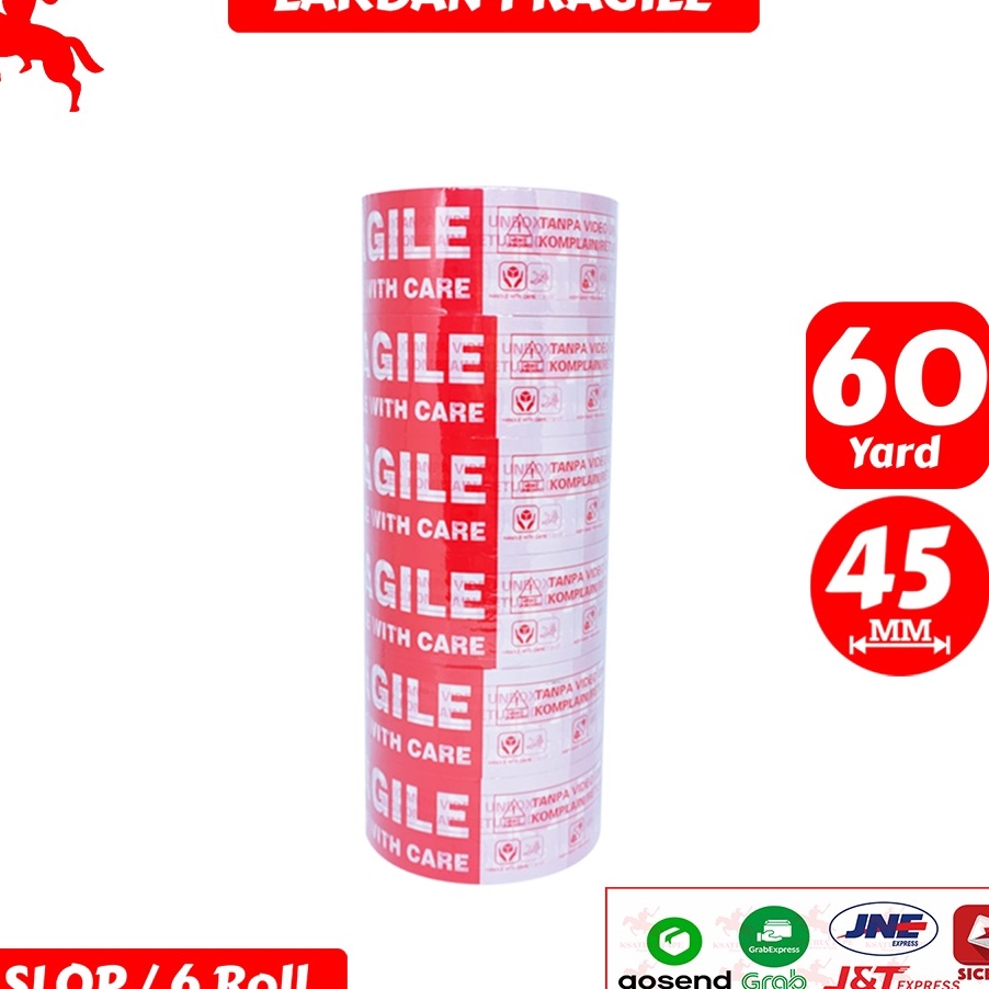 

Hemat Lakban OPP Tape Lakban Fragile KSATRIA Tape 45mm x 6 Yard 1 Slop