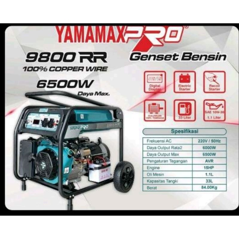Genset Yamamax Pro 9800RR 6000 Watt maksimal 6500 Watt