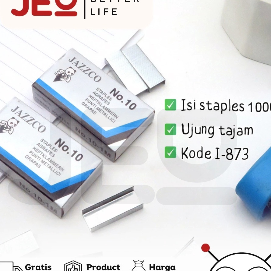 

murah 1 BOX2 pak kecil 2 Pcs Staples Isi Stapler Refill Stapler JAZZCO No 1 Biru