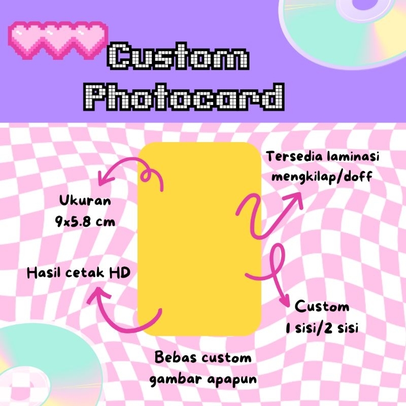 PHOTOCARD custom print 1 Sisi/2 Sisi (Glossy/Doff)