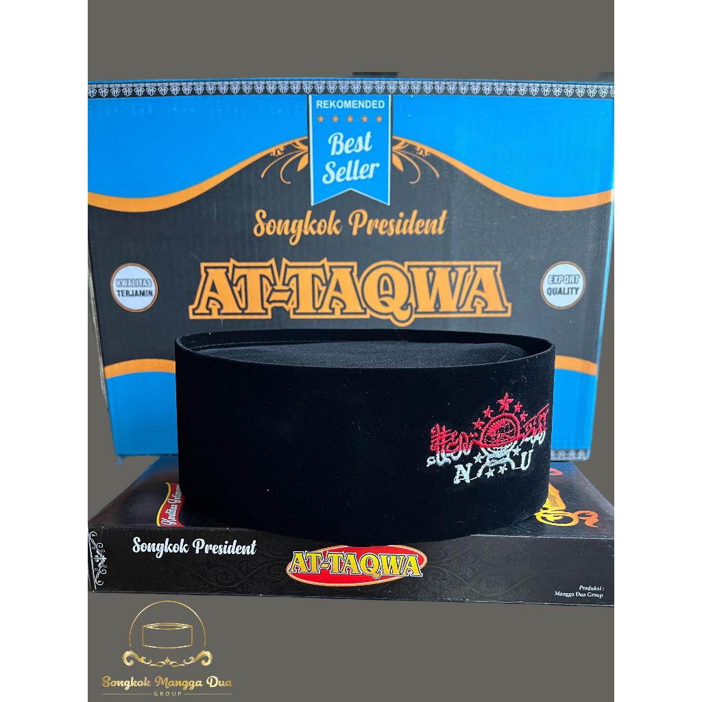 Peci Hitam Bordir Nu Merah Putih Songkok At-Taqwa Original anak & Dewasa