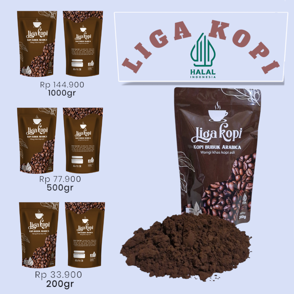 

Liga Kopi - Kopi Bubuk Arabica Lintong Super (Nort Sumatra) Asli dan tanpa Pengawet