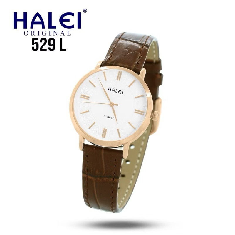 Halei 529 L Jam Tangan Wanita Halei Original Fashion Anti Air Kulit Croco Analog Kekinian Jam Cewek 