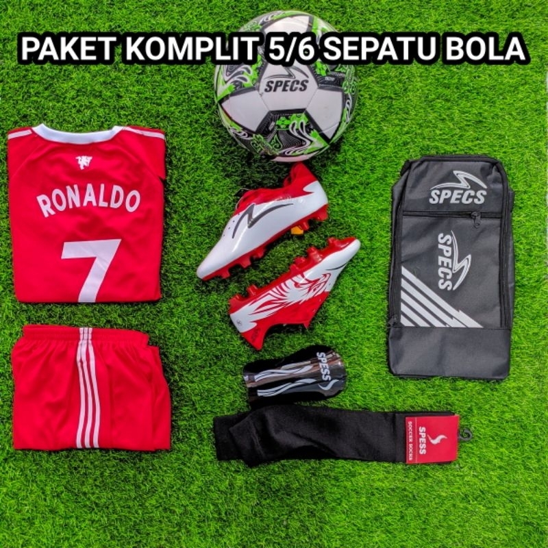 Sepatu bola anak specs size 28-37 paket komplit 6 Sepatu ,Tas,Jersey,Kaos kaki,deker dan Bola