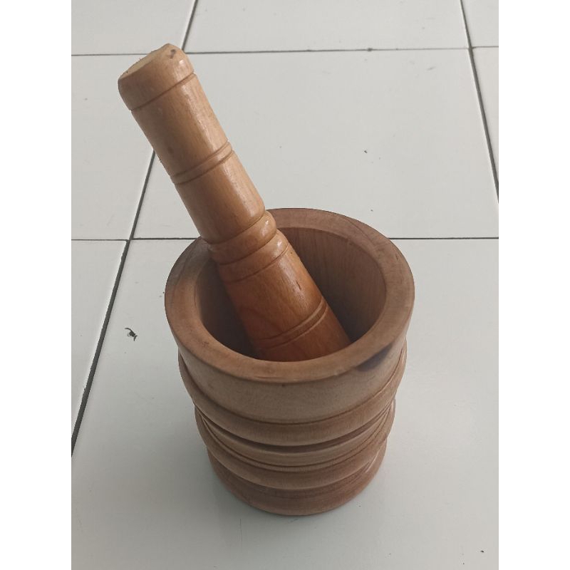 KDRT_Shop Lumpang Kayu Mini Plus Penumbuk