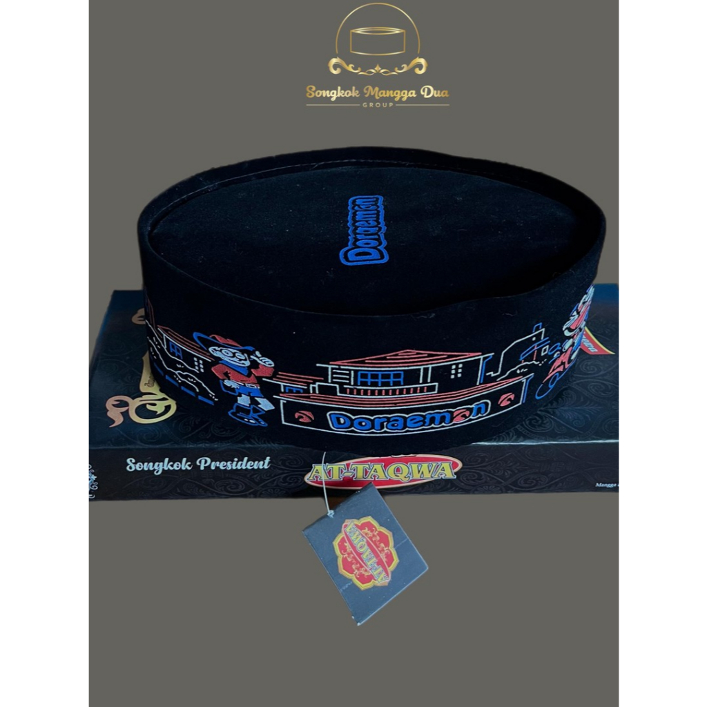 Peci Hitam Anak Songkok Anak Motif Doraemon AT-TAQWA Original