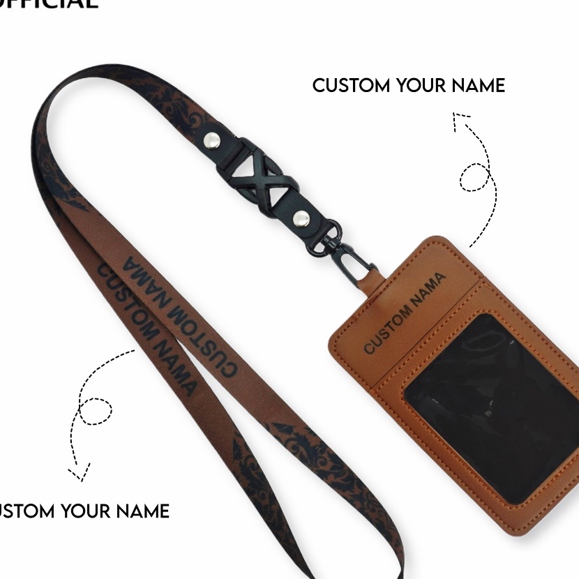 

KF7 Kulit Holder ID Card Custom Nama Grafir Leather BROWN