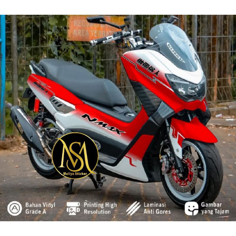 stiker decal nmax old gradasi merah putih full body