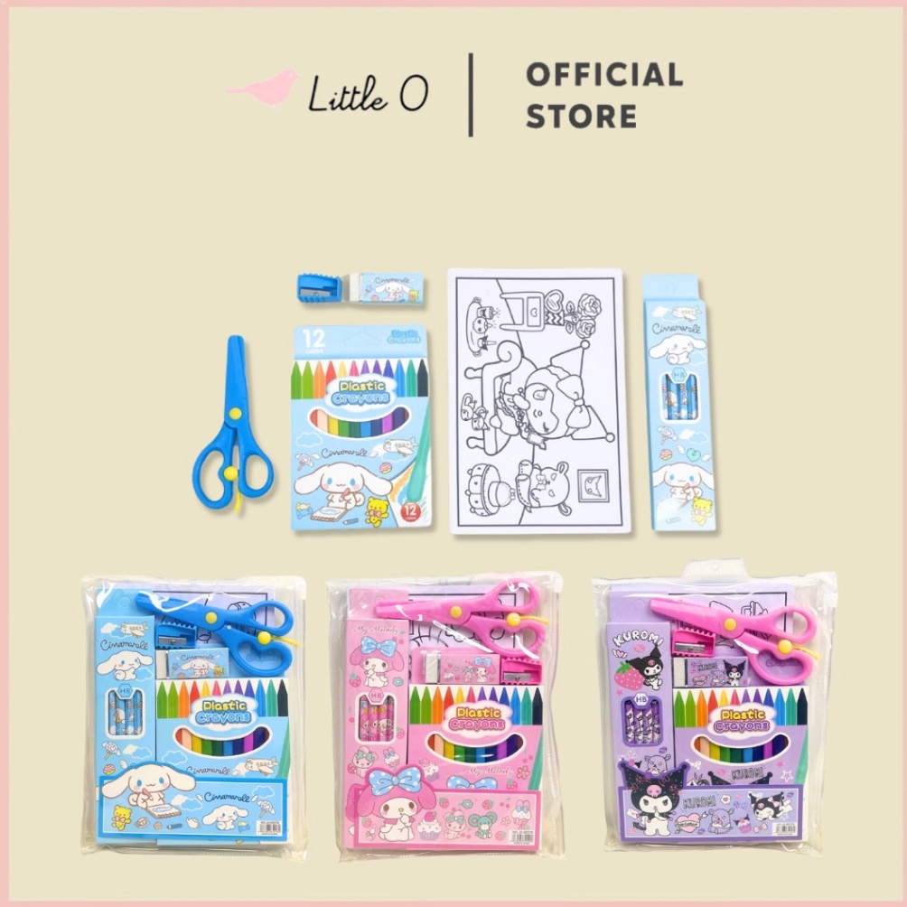 

ART S2M 6IN1 SANRIO Paket Drawing Crayon Set Gunting Pensil Penghapus Mewarnai Goodiebag Stationary Set