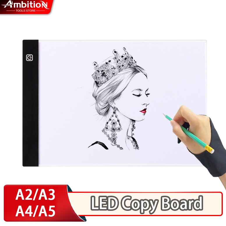 

A2A3A4A5 LED Drawing Tracing Board Stensil Board Papan Jiplak Gambar LED Anak Dewasa Copy Board Papan LED Light Pad Ultra Slim k R4T4