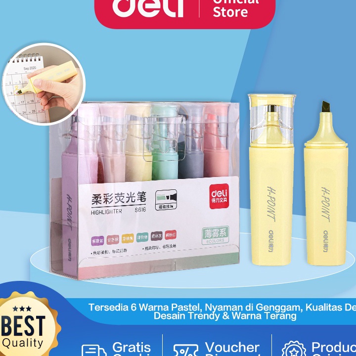 

HJ6 Deli Hhlhter Set Penanda Set Isi 6 Warna Pastel Desain Lucu S616