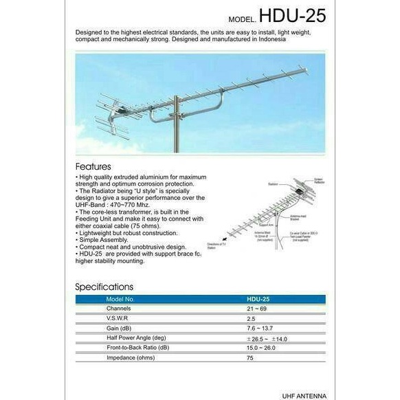 Terbaik ANTENA ANTENNA TV LUAR YAGI PF DIGITAL HDU25 HDU25 HD U25 HDU 25