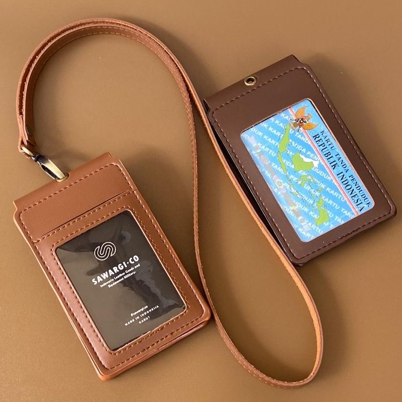 

KI3 ID Card Holder Kulit Magnet Flip 2 sisi Name Tag holder kulit by Sawargico Raska