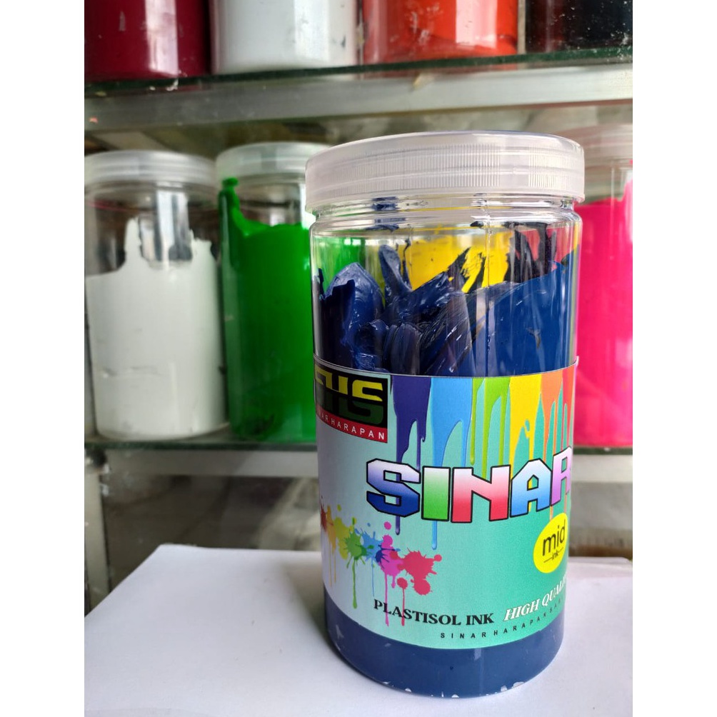 

KODE I82H Tinta plastisol biru mid SINAR HARAPAN SABLON kemasan 1kg