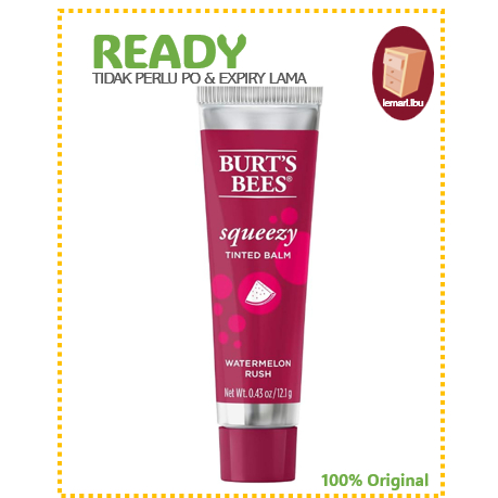 Burt’s Bees® Bees Squeezy™ Tinted Lip Balm Watermelon Rush Tube/Pelembab Bibir - 100% Original