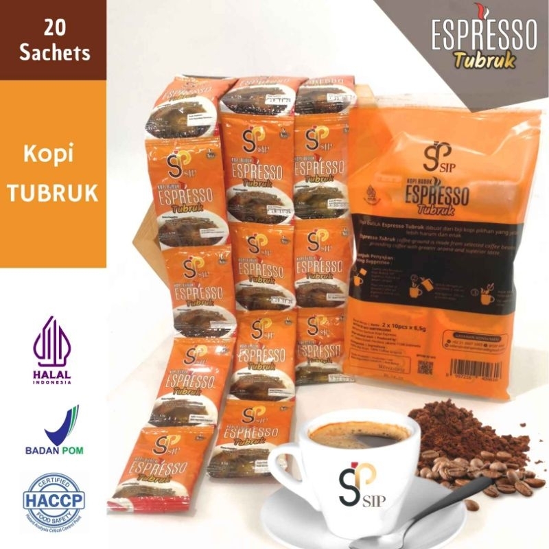 

Kopi Espresso Tubruk SIP - 1 Bags (20 saset) - Hanya Kopi Tanpa Gula