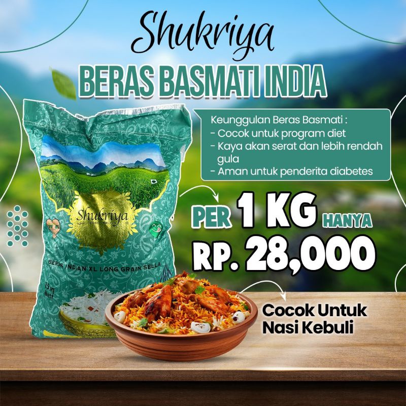 

Beras Basmati Shukriya kemasan 1Kg Curah