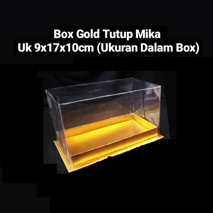 

( 5 pcs ) Box Gold Mika Hampers Cake Bolu Dus Kotak Mika 9x17x10 cm Packaging Souvenir Kado