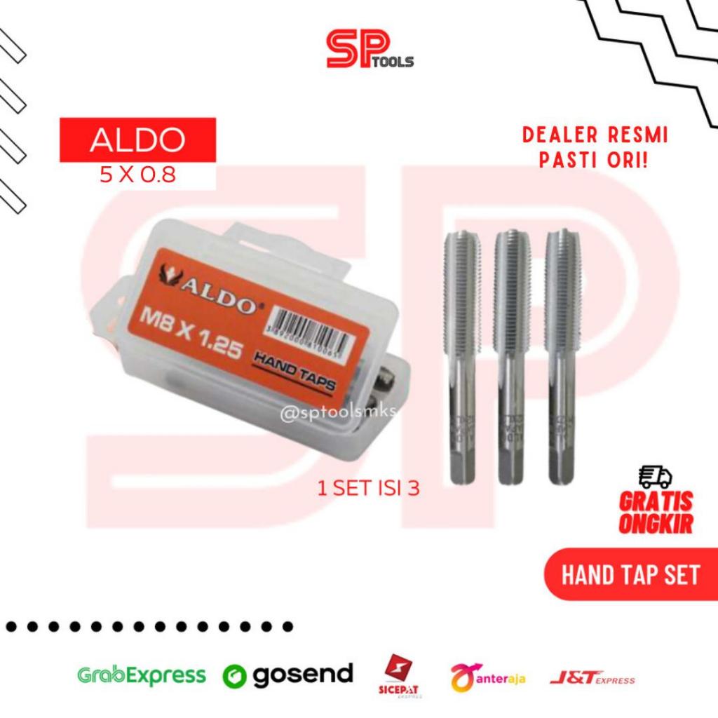 HAND TAP SET / ALAT BUAT ULIR DRAT MUR BAUT SKRUP 5 x 0.8 ALDO