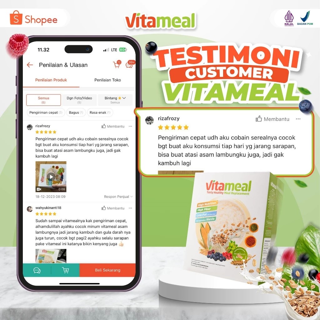 

QH Vitameal Vitamil Sereal Sehat Multigrain Vitamilk Membantu Menstabilkan Gula Darah 2 Box Original