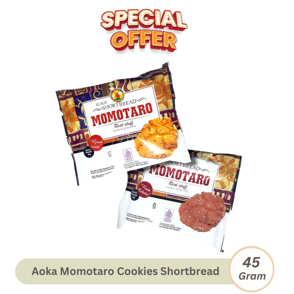 

Aoka Momotaro Cookies Shortbread 45gr Kukis Rasa Original dan Cokelat