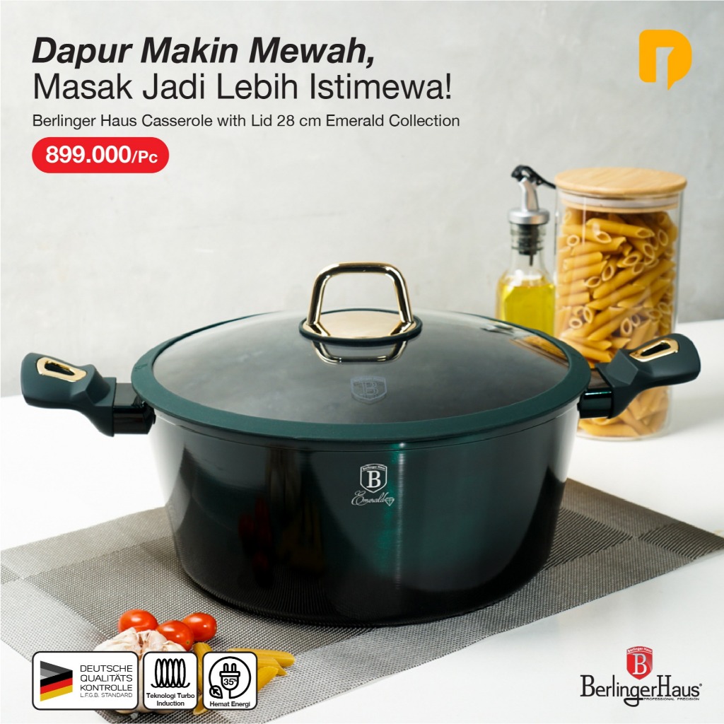 Berlinger Haus Casserole with lid 28 cm Emerald Collection
