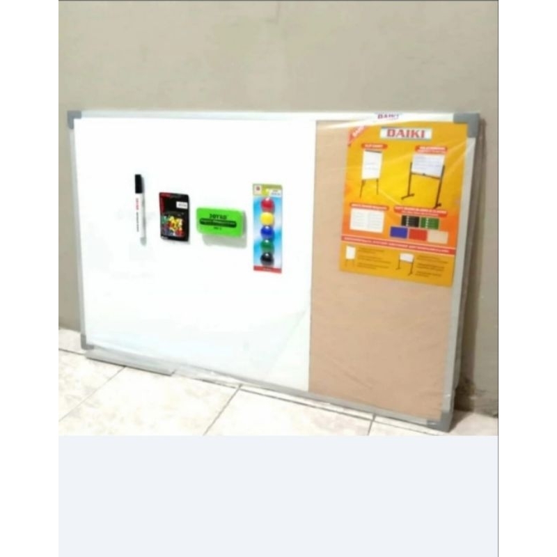 

Papan tulis White Board/Soft Board Single Face Magnet Gantung uk 50 x 70 cm.