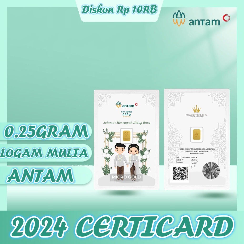 （Dalam stok）Emas 0.25 Gram Certicard Antam Bumn Terbaru Emas Antam 0.1 Gram Logam Mulia Antam Gold 0