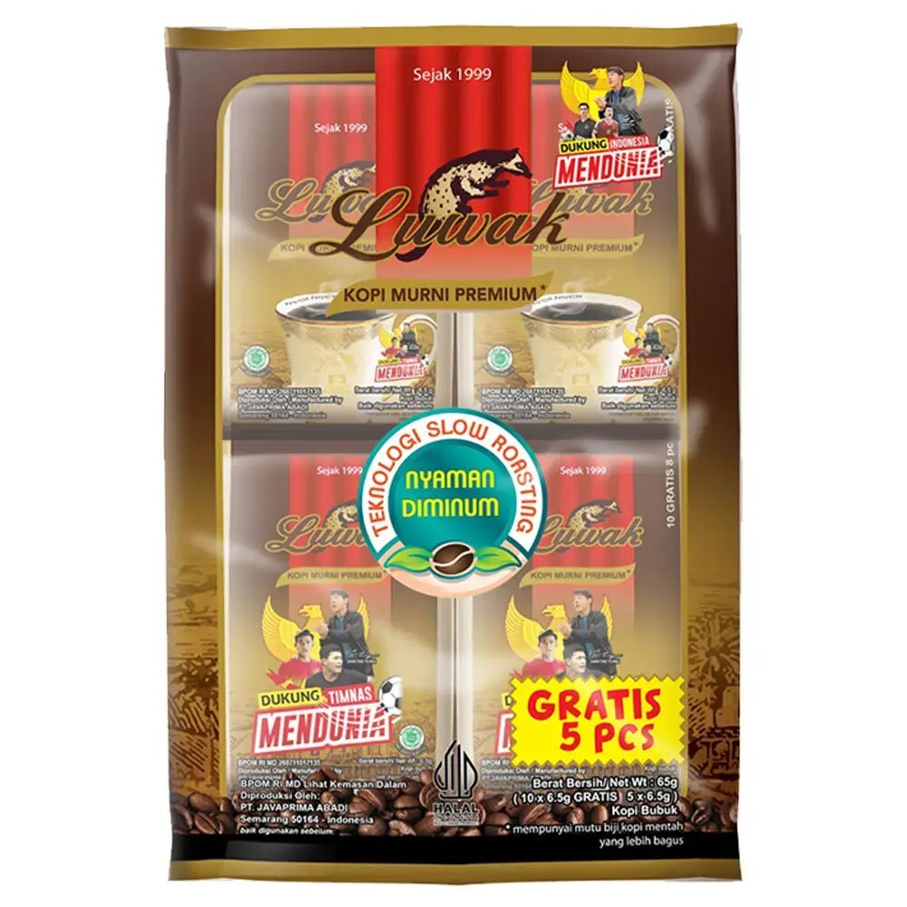 

LUWAK KOPI BUBUK MURNI PREMIUM 65gr (10pcs @6.5gr ) INSTANT COFFEE KOPI INSTAN