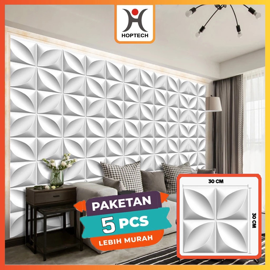 Hopetech - WALL PANEL 3D PVC WALL PANEL WALLPAPER DINDING / WALL PANEL 50X50CM TEBAL EMBOSS 29MM