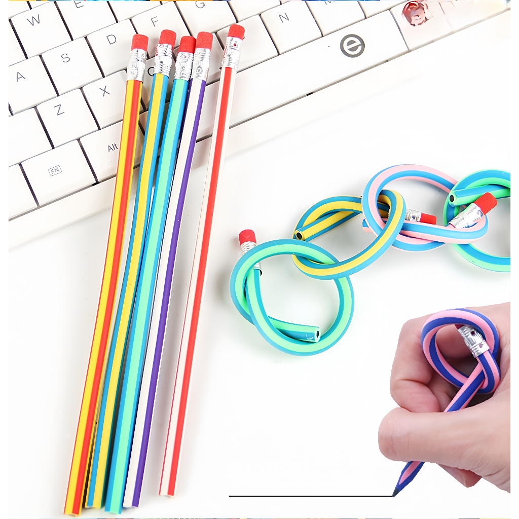 

1pc Pensil Lentur Fleksibel Unik Pensil Gulung Flexibel Pensil Sekolah Lentur Lucu
