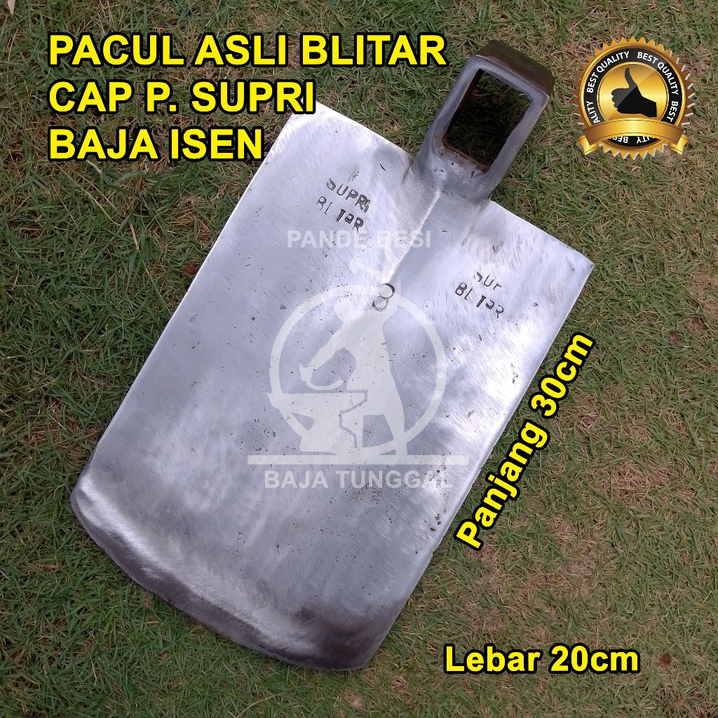 Pacul Spesial Asli Blitar SUPRI Baja Isen Cangkul 20cm Ukuran Besar Kuat dan Tajam Warna Putih