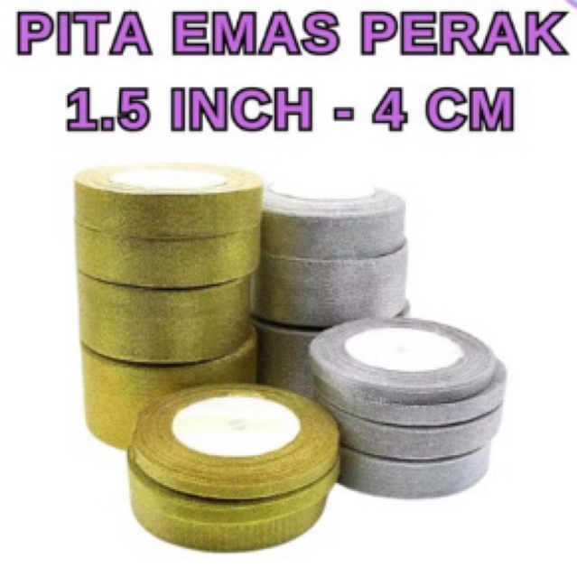 

Pita GLITTER Emas Silver 1,5inch 4cm 4 cm 20yard/roll