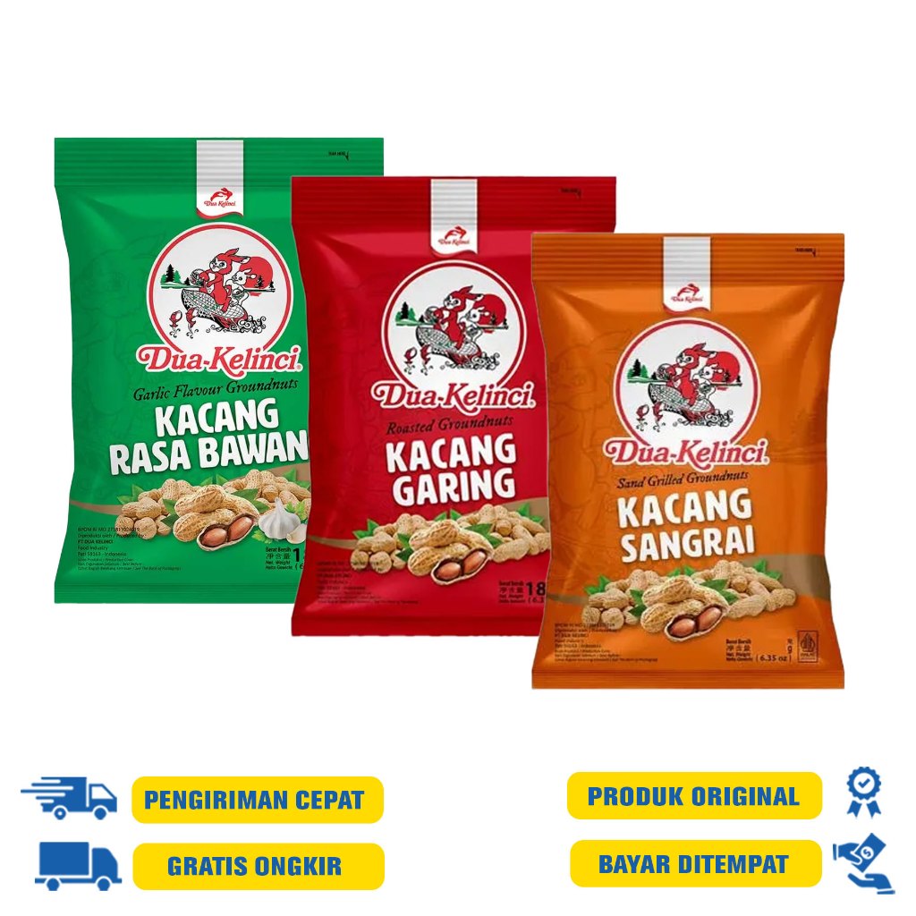 

Kacang Dua Kelinci Kacang Garing 180gr | Sangrai | Garing | Rasa Bawang