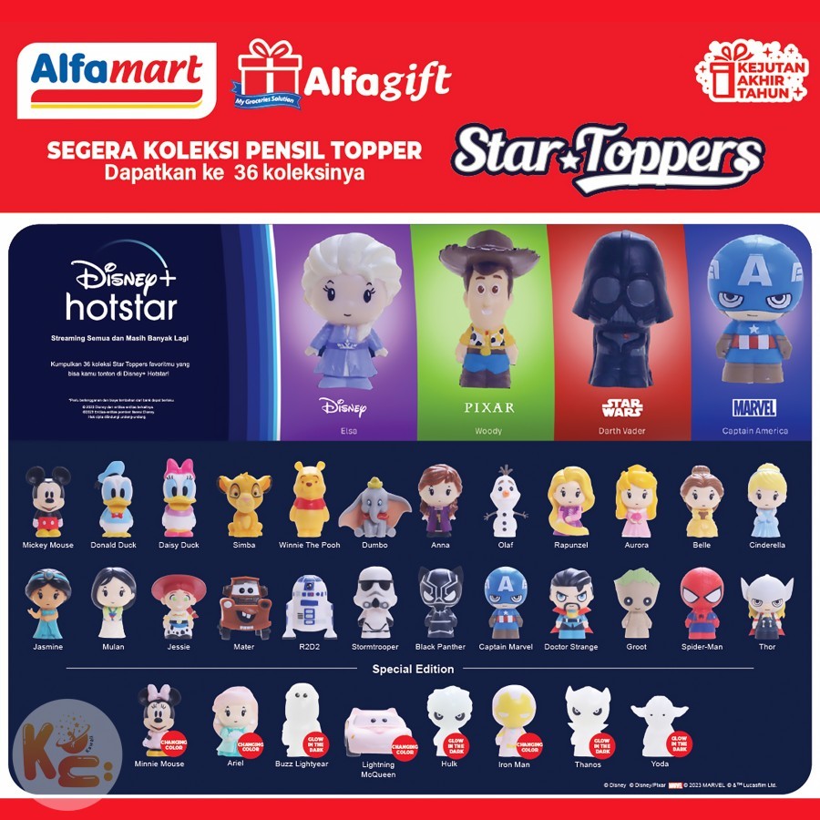 Disney Star Toppers Alfamart Original Marvel Disney Pixar Lucasfilm Glow in the Dark Color Changing