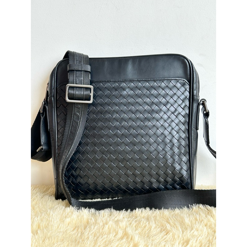 Bottega Veneta Black Woven Crossbody Sling Bag