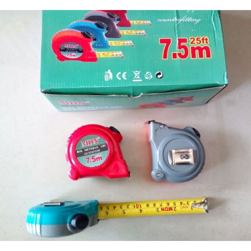￼Meteran Autostop ABS Ukuran 7.5 m, Merk MDN