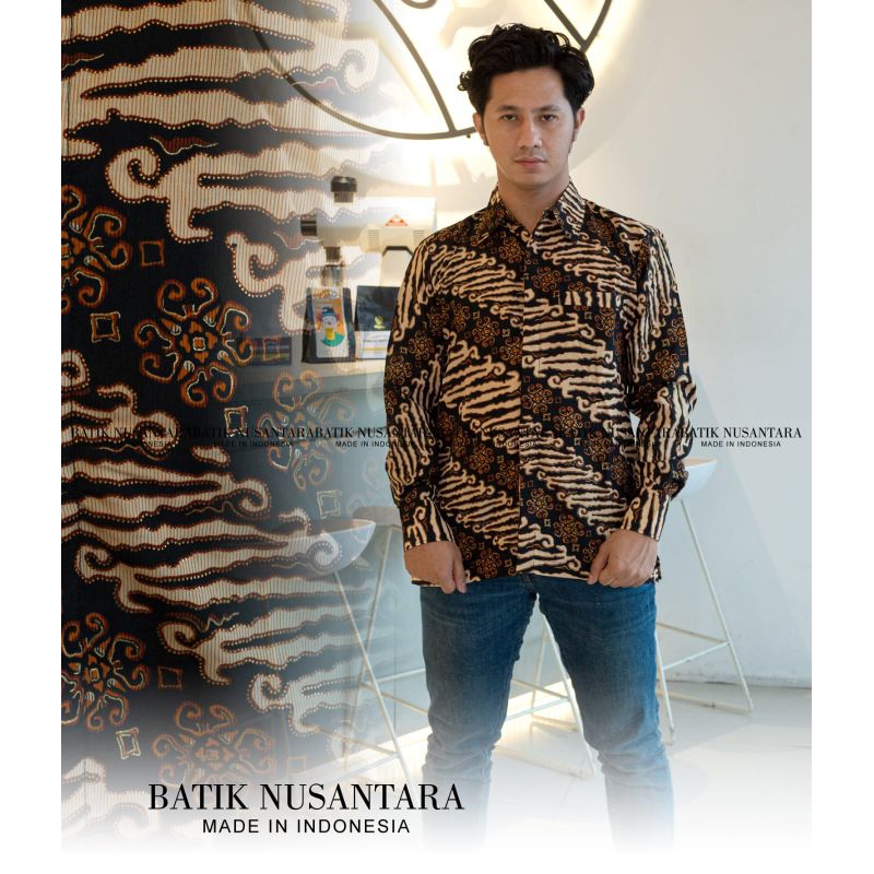 Batik Katun Prada couple Kemeja Batik, RokLilit & RokPlisket Batik motif Keris Sakti Mocca untuk cow