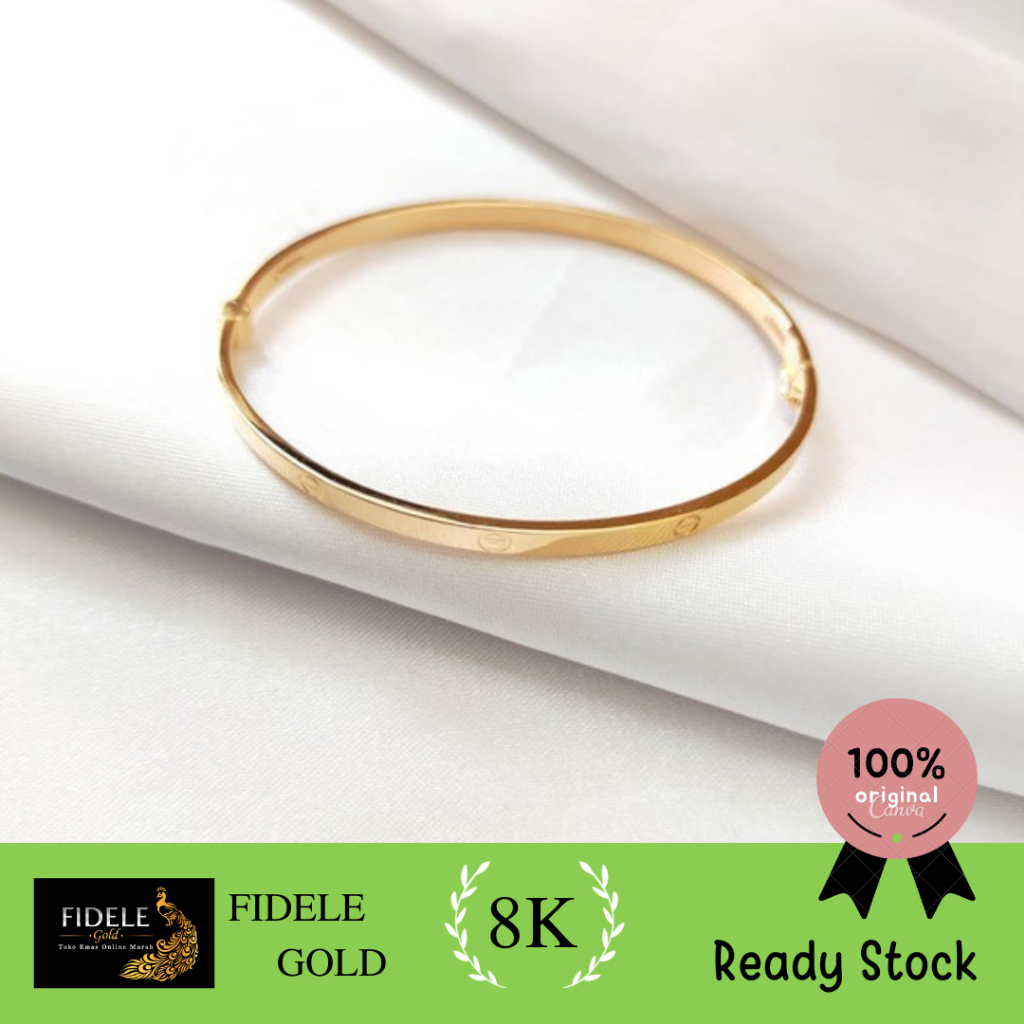 Gelang ctr cartiy diameter 5,2 cm emas asli kadar muda 375 ubs