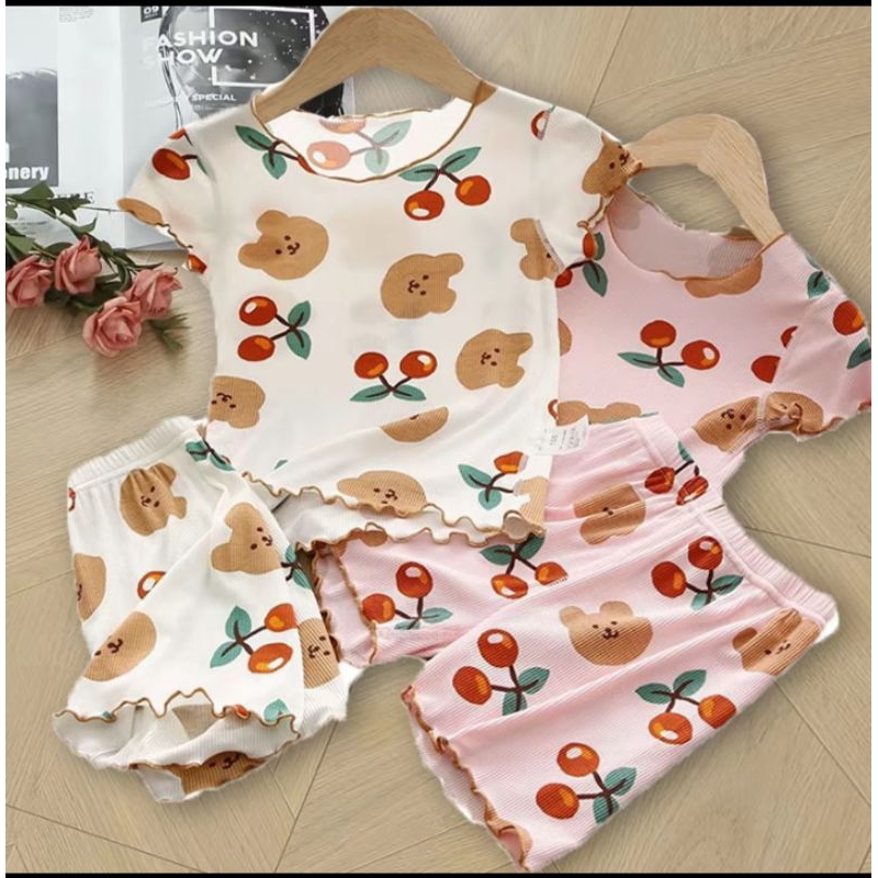 Setelan Baju Anak Perempuan / Baju Tidur Anak / Baju Pendek Anak Perempuan Celana Pendek / Setelan B
