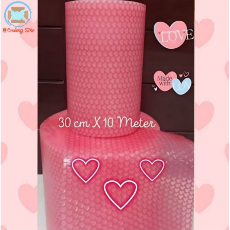 

BUBBLE WRAP HAPPY LOVE PINK PREMIUM 30CM X 10METER