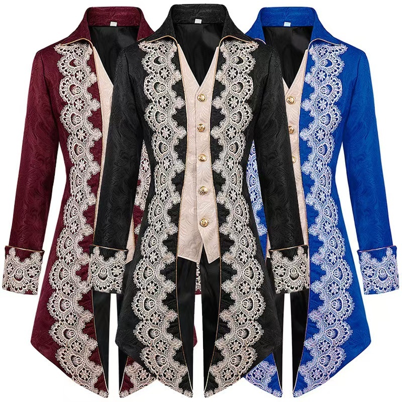 New men's mid length punk jacket Gothic Victorian era frock jacket