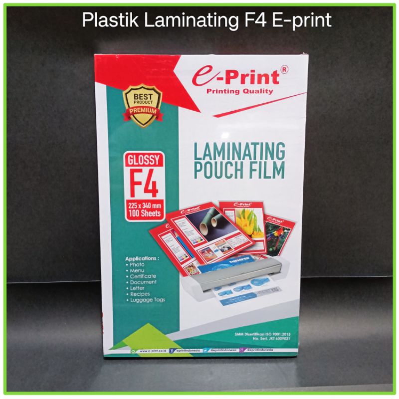 

Plastik Laminating A4 / F4 E-print Glossy 50 Lembar
