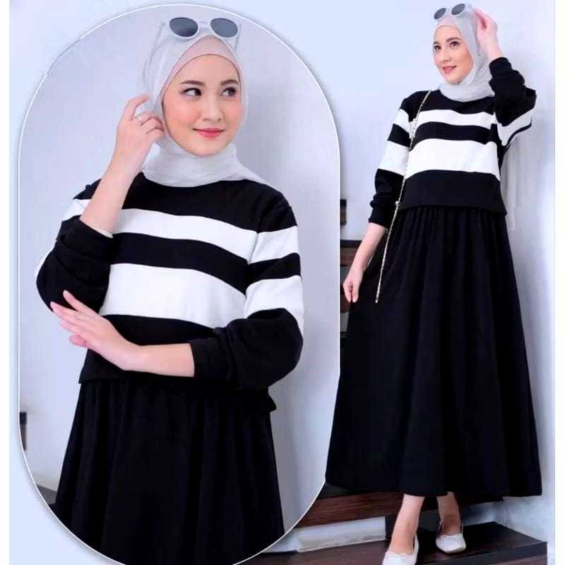 Gaby Midi By Nasyasha / Dress Midi Bahan Kaos Knit / Gamis Knit Premium
