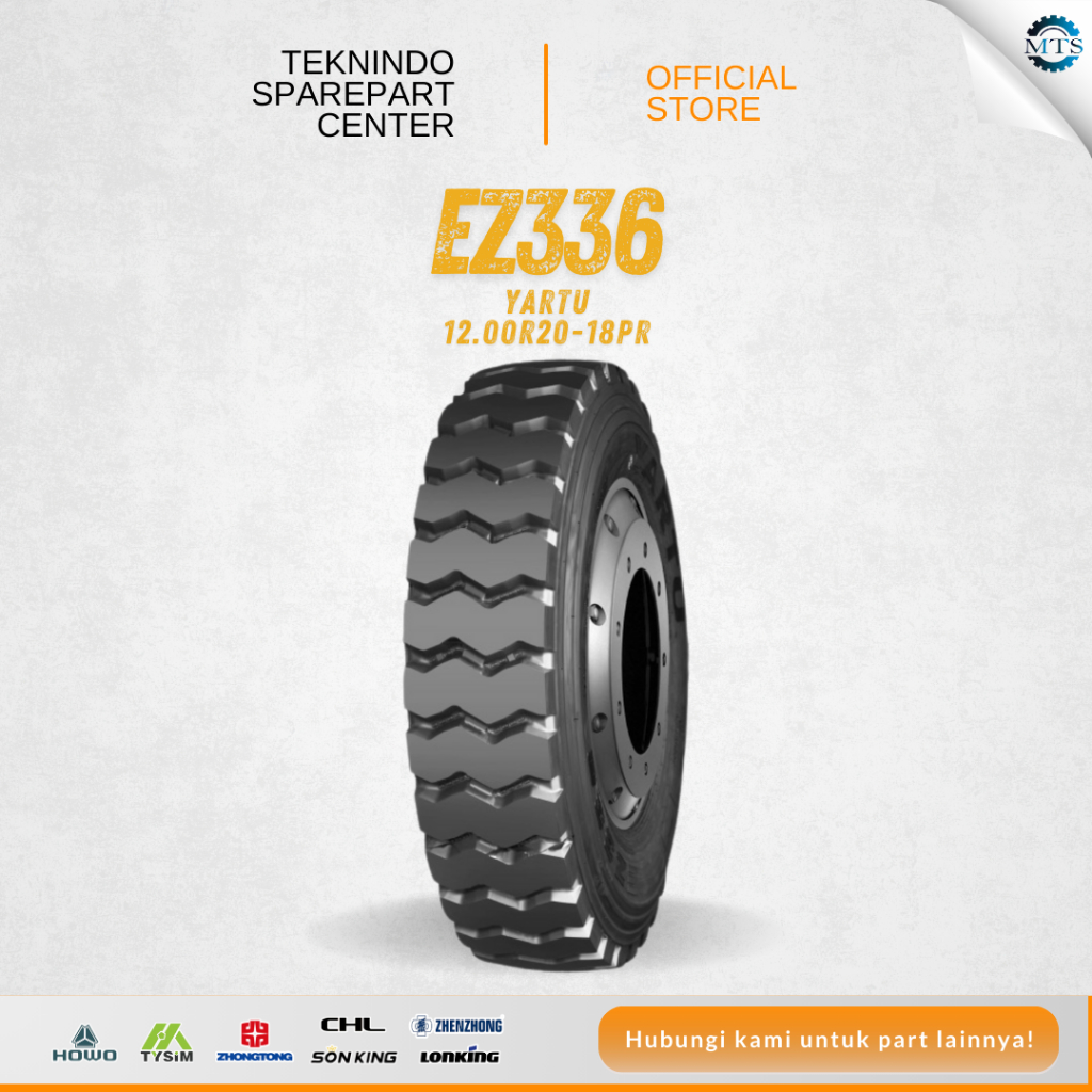 Ban Dump Truck / DT Set Tipe EZ336 Uk. 12.00R20-18PR Yartu |  RIM R20 Ban Luar, Ban Dalam, Flap