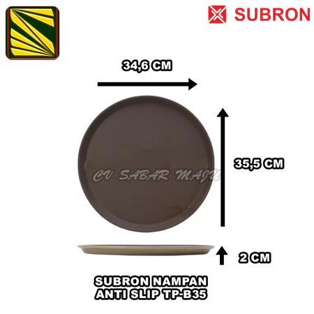 SUBRON Nampan Saji Makanan, Nampan Bulat Anti Slip, Baki Makanan Anti Slip Bulat