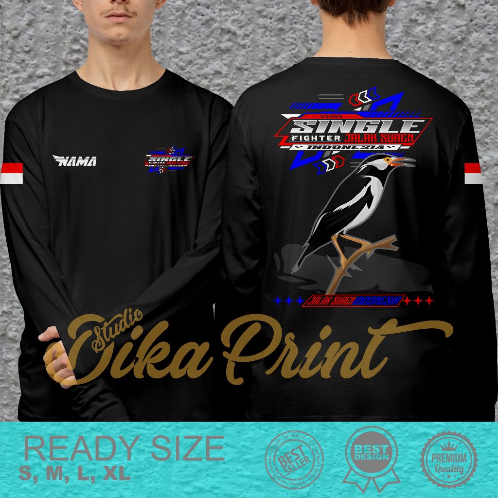 Kaos SIngle Fighter Burung Jalak Suren Indonesia Bahan Nyaman Dan Adem
