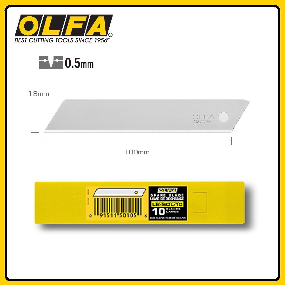 

ART C8U6 OLFA LBSOL1 Refill Pisau Cutter Polos Tanpa Patahan 18 mm 1pcspack Solid Blade 18mm